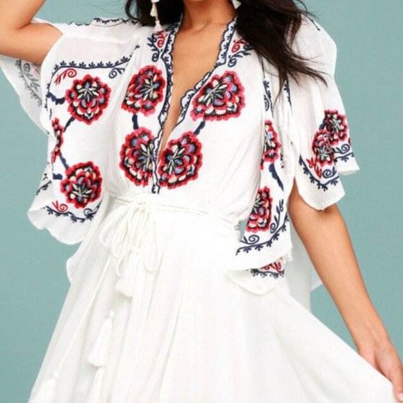 Free People Cora Embroidered Festival Mini Dress NWT Small - Picture 6 of 7